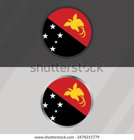 Vector Papua New Guinea Round Flag Template