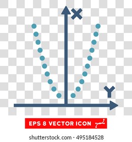 Vector Parabole Plot EPS vector icon. Illustration style is flat iconic bicolor cyan and blue symbol on a transparent background.