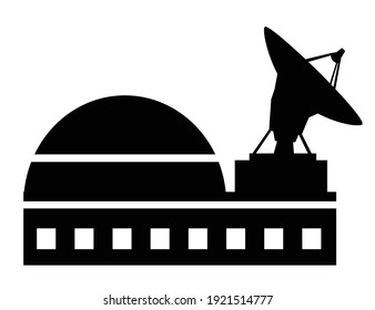 Vector parabolic antenna satellite silhouette object element retro of Industry City icon symbol isolated black item on a white background