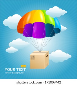Vector parachute background. Air shipping concept
