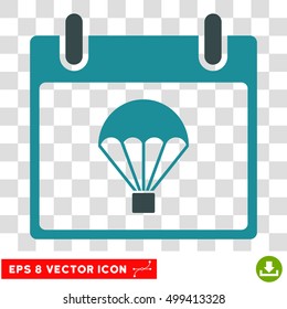 Vector Parachute Calendar Day EPS vector pictograph. Illustration style is flat iconic bicolor soft blue symbol on a transparent background.