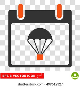 Vector Parachute Calendar Day EPS vector pictogram. Illustration style is flat iconic bicolor orange and gray symbol on a transparent background.