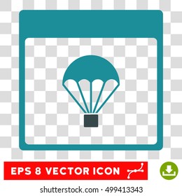 Vector Parachute Calendar Page EPS vector icon. Illustration style is flat iconic bicolor soft blue symbol on a transparent background.