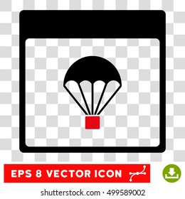 Vector Parachute Calendar Page EPS vector pictogram. Illustration style is flat iconic bicolor intensive red and black symbol on a transparent background.