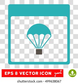Vector Parachute Calendar Page EPS vector pictogram. Illustration style is flat iconic bicolor grey and cyan symbol on a transparent background.