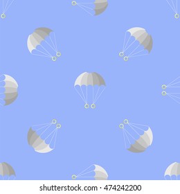 Vector Parachute Seamless Pattern on Blue Sky. Extreme Sport Background.