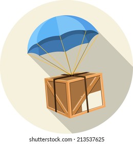 Vector  Parachute with Wooden Box