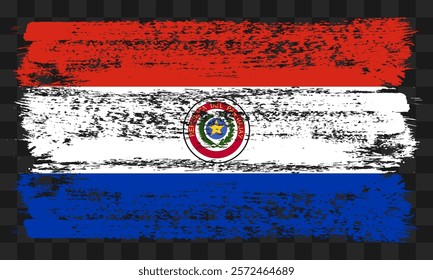 Vector Paraguay flag in grunge style on transparent background