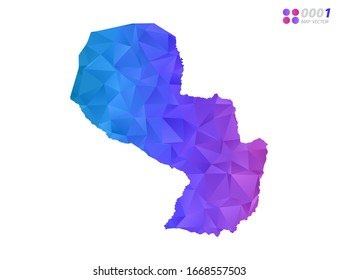 Vektorillustration Paraguay Karte bunter Polygondreieck Mosaik mit weißem Hintergrund. Farbverlauf.