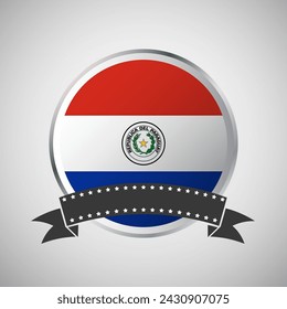 Vector Paraguay Round Flag Banner Vector Illustration