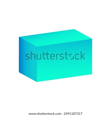 Vector parallelepiped with gradients and shadow for game, icon, package design, logo, mobile, ui, web, education. 3D parallelepiped on a white background. Geometric figures for your design.