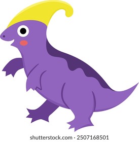 Vector parasaurolophus icon. Cute dinosaur illustration for kids. Funny dino clipart for children isolated on white background. Cartoon prehistoric animal picture
