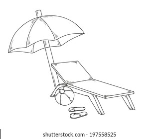 vector, parasol flops, ball and chair, sketch