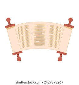Vector Parchment Jewish Torah Scroll Cartoon Illustration Isolated