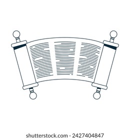 Vector Parchment Jewish Torah Scroll Cartoon Illustration Isolated