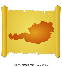 vector parchment with a silhouette of Austria