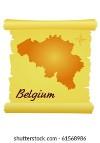 vector parchment with a silhouette of Belgium
