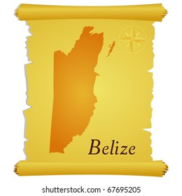 vector parchment with a silhouette of Belize