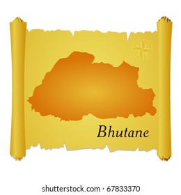 vector parchment with a silhouette of Bhutane
