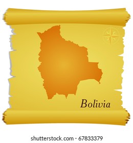vector parchment with a silhouette of Bolivia