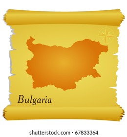 vector parchment with a silhouette of Bulgaria