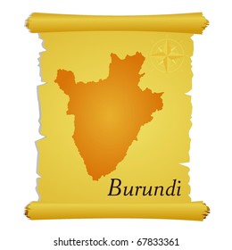 vector parchment with a silhouette of Burundi