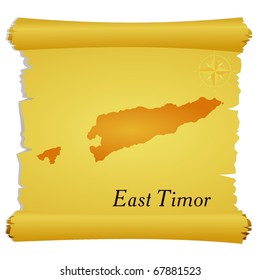 vector parchment with a silhouette of East Timor