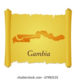 vector parchment with a silhouette of Gambia