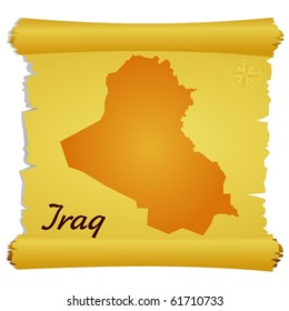 vector parchment with a silhouette of Iraq
