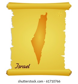 vector parchment with a silhouette of  Israel