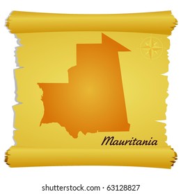 vector parchment with a silhouette of Mauritania