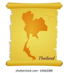 vector parchment with a silhouette of Thailand