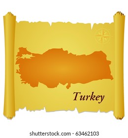 vector parchment with a silhouette of Turkey