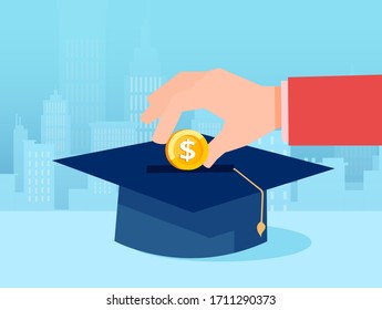 Vector Of A Parent Investing Money Into Child Education Fund