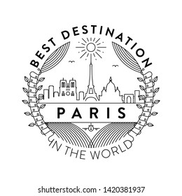 Vector Paris City Badge, Linear Style