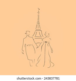 Vector paris couple