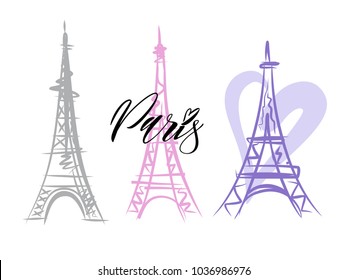 Vector of a Paris Eiffel Tower Icon. Hand drawn