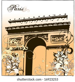 Vector Paris illustration with the Arc de Triomphe