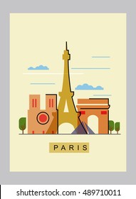 vector paris and landmark architecture vector set