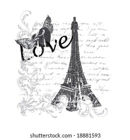 vector paris on a vintage background