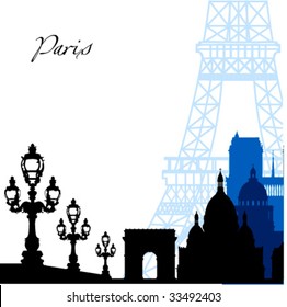 vector Paris silhouette illustration