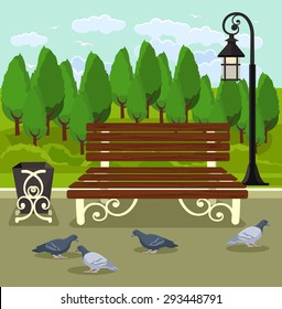 Vector park flat illustration