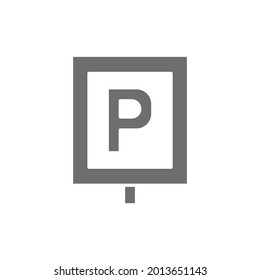 Vector parking area, parking sign grey icon.