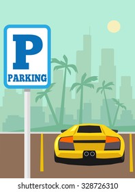 Vector Parking flat cartoon illustration