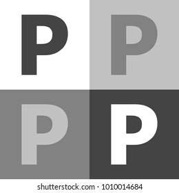 Vector parking icon, includes inscription P. Parking Sign  vector set  on white-grey-black color