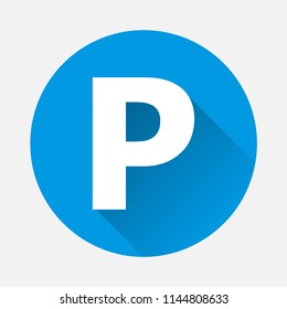 Vector parking icon, includes inscription P with a flat shadow.  Layers grouped for easy editing illustration. For your design.