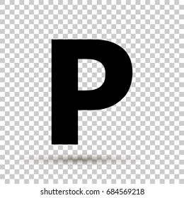 Vector parking icon, includes inscription P. Parking Sign.