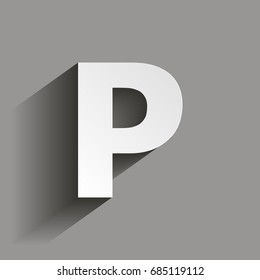 Vector parking icon, includes inscription P. Parking Sign.Vector icon with shadow design.