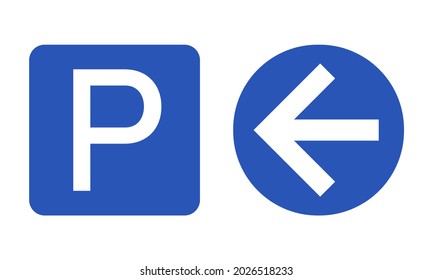 Vector Parking icons. Blue road signs in flat style. Car Parking icons isolated.