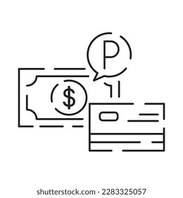 Vector parking line icon car service motor transport, driver, travel, traffic sign. Car park place and pay for